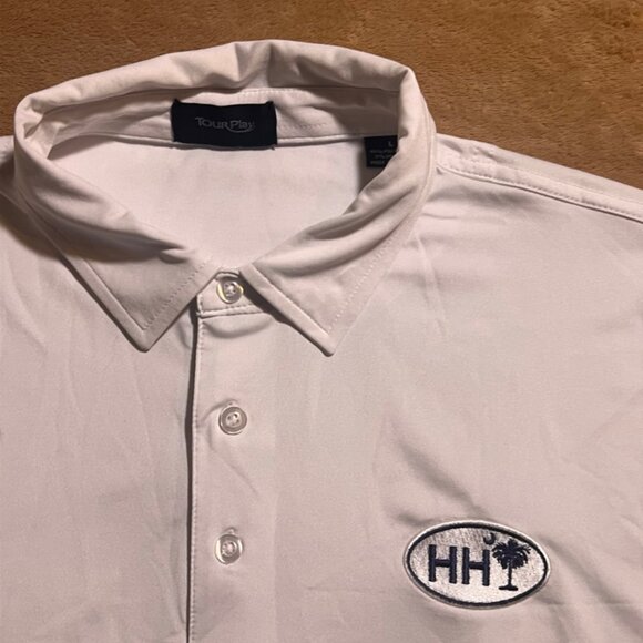 VTG Tour Play Hilton Head Island HHI Men LG Golf Polo White‎ Embroidered (W) - Picture 3 of 8